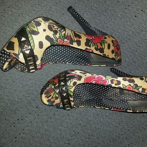 Iron Fist Cheetah Flower Heels